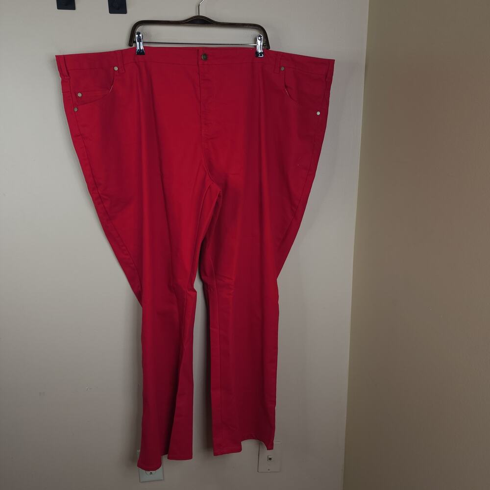 Woman Within Red Straight Leg Jeans Size 36W Tall